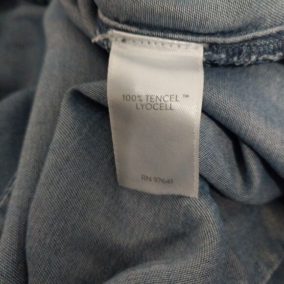 J. Jill Denim Womens Top XL Blue Pullover V Neck  Tunic Long Sleeve Chambray - Picture 4 of 4